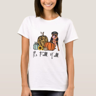 Het is Herfst Y'all Yellow Rottweiler Dog Leopard  T-shirt