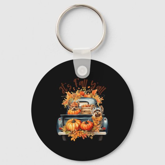 Het is herfst Y'all Yorkshire Terrier honden Pompo Sleutelhanger (Voorkant)