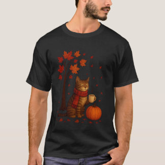 Het is herfst Yu2019All Kat Herfstbladeren Grappig T-shirt