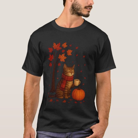 Het is herfst Yu2019All Kat Herfstbladeren Grappig T-shirt (Voorkant)
