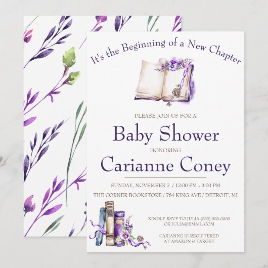 Het is het begin van een nieuw hoofdstuk, Baby sho Kaart (Voorkant / Achterkant)