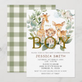 Het is het Boy Oerwoud Safari Animals Baby shower Kaart (Voorkant / Achterkant)