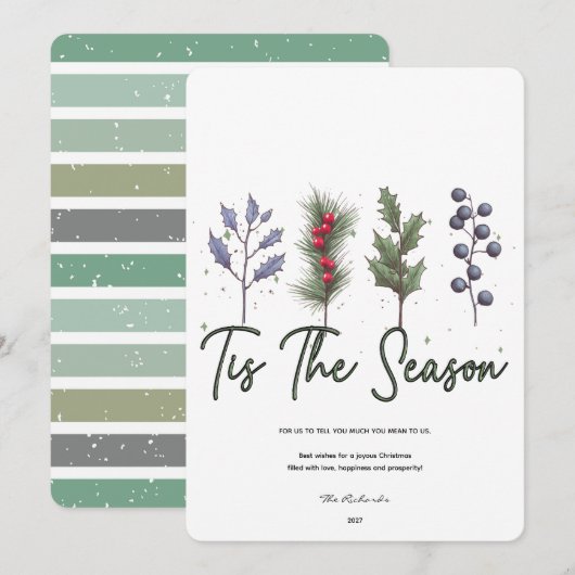 Het is het kerstseizoen Kerstvakantiekaart Feestdagenkaart (Voorkant / Achterkant)