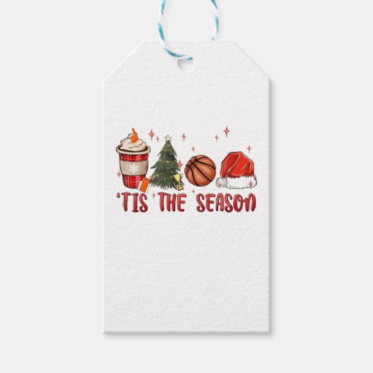 Het is het kerstseizoen Xmas Kerstmis Basketbal  Cadeaulabel (Voorkant)