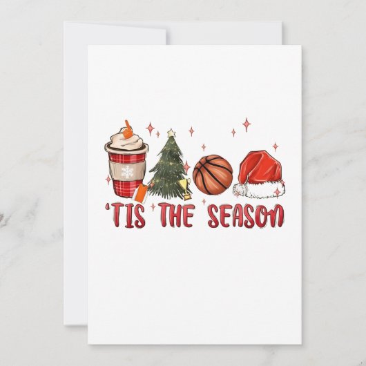 Het is het kerstseizoen Xmas Kerstmis Basketbal Kaart (Voorkant)