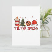 Het is het kerstseizoen Xmas Kerstmis Basketbal Kaart (Staand voorkant)