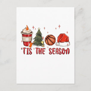 Het is het kerstseizoen Xmas Kerstmis Basketball Aankondigingskaart