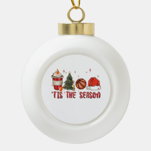 Het is het kerstseizoen Xmas Kerstmis Basketball Keramische Bal Ornament