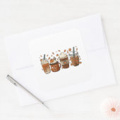 Het is het Latte Seizoen Pumpkin Spice Koffie Herf Vierkante Sticker (Envelop)