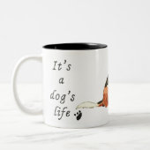 Het is het leven van een hond grappig Cute Beagle  Tweekleurige Koffiemok (Links)