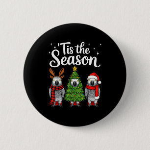 Het Is Het Seizoen Afrikaanse G Papegaai Kerstman Ronde Button 5,7 Cm