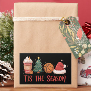 Het Is Het Seizoen Basketbal Liefhebber Kerstcadea Rechthoekige Sticker