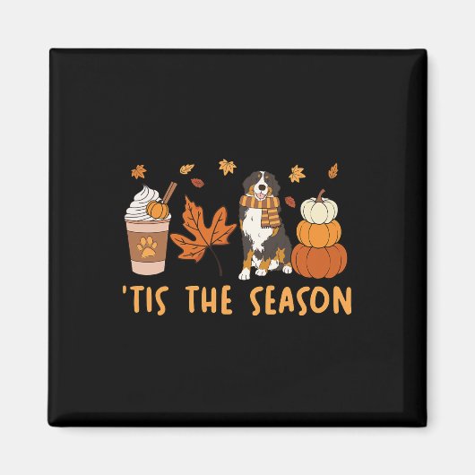 Het Is Het Seizoen Berner Sennenhond Herfst Pompoe Magneet (Voorkant)