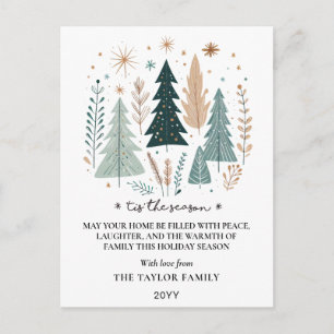Het Is Het Seizoen Boho Botanische Kerstbomen Feestdagenkaart