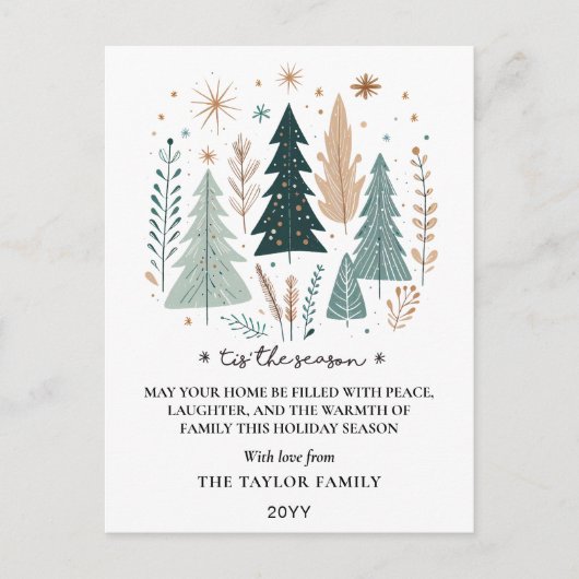 Het Is Het Seizoen Boho Botanische Kerstbomen Feestdagenkaart (Voorkant)
