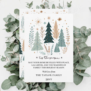 Het is het Seizoen Boho Botanische Kerstbomen Feestdagenkaart