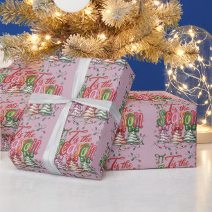 Het Is Het Seizoen Coquette Kerstboom Taarten Retr Cadeaupapier