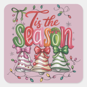 Het Is Het Seizoen Coquette Kerstboom Taarten Retr Vierkante Sticker