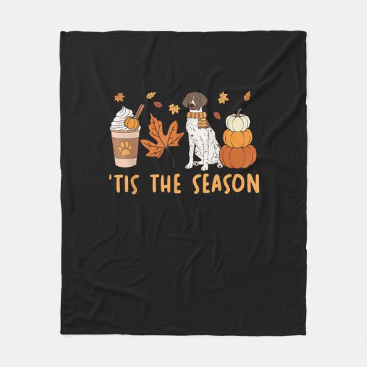 Het Is Het Seizoen Duitse Staande Hond Herfst Pomp Fleece Deken (Voorkant)