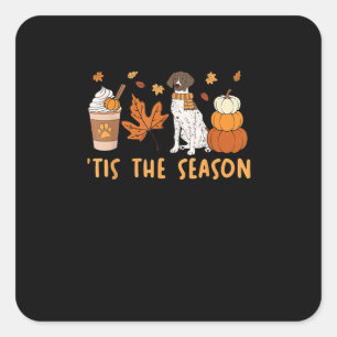Het Is Het Seizoen Duitse Staande Hond Herfst Pomp Vierkante Sticker