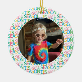 Het is het seizoen Foto Kerstbal Keramisch Ornament