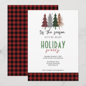 Het Is Het Seizoen Geruite Bomen Kerstfeest Kaart (Voorkant / Achterkant)