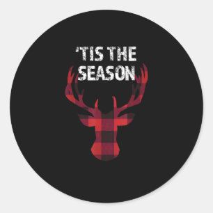 Het Is Het Seizoen Grappig Kerstbok Herten Mannen Ronde Sticker