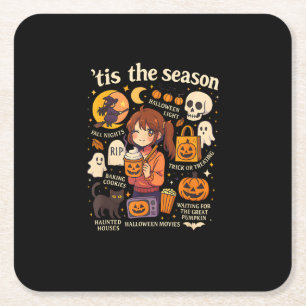 Het Is Het Seizoen Halloween Anime Pictogrammen He Kartonnen Onderzetters