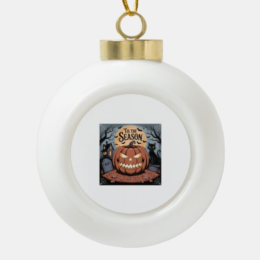 Het is het Seizoen Halloween Keramische Bal Ornament (Voorkant)