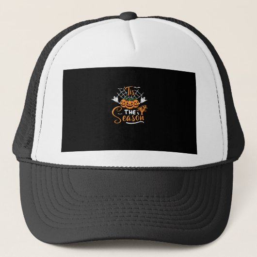 Het Is Het Seizoen Halloween Pompoen Kostuum Trucker Pet (Voorkant)