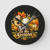 Het Is Het Seizoen Herfst Golf Pompoen Kruid Coffe Ronde Klok (Voorkant)