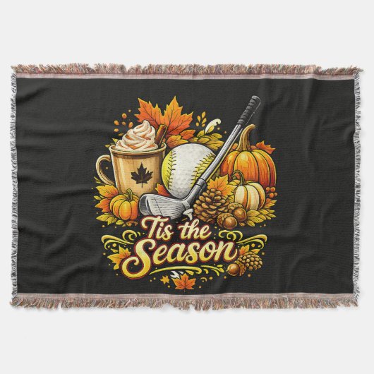Het Is Het Seizoen Herfst Golf Pompoen Kruid Koffi Deken (Voorkant)