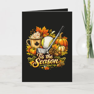 Het Is Het Seizoen Herfst Golf Pompoen Kruid Koffi Feestdagen Kaart