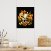 Het Is Het Seizoen Herfst Golf Pompoen Kruid Koffi Poster (Keuken)