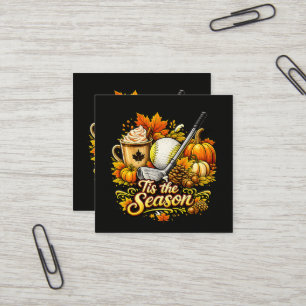 Het Is Het Seizoen Herfst Golf Pompoen Kruid Koffi Vierkante Visitekaartje