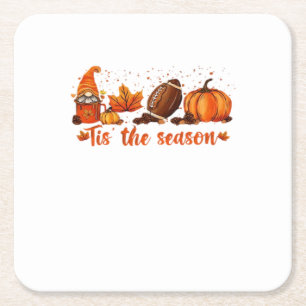 Het Is Het Seizoen Herfst Kabouter Voetbal Ontwerp Kartonnen Onderzetters