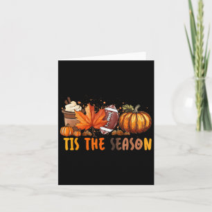Het Is Het Seizoen Herfst Voetbal Pompoen Koffie Kaart