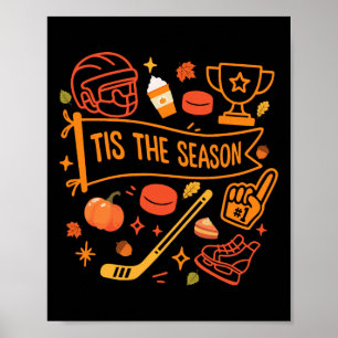 Het Is Het Seizoen Hockey Herfstbladeren Hallo Pom Poster