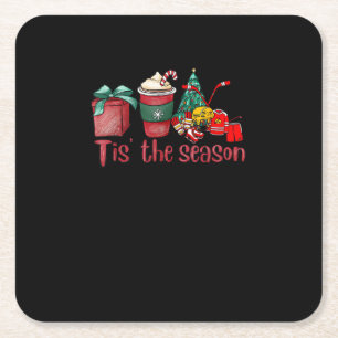 Het Is Het Seizoen Hockey Kerstmis Koffie Kerstman Kartonnen Onderzetters
