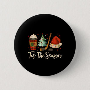 Het Is Het Seizoen Hockey Koffie Kerstboom IJshock Ronde Button 5,7 Cm