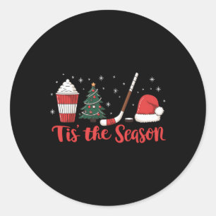 Het Is Het Seizoen Hockey Koffie Kerstboom IJshock Ronde Sticker