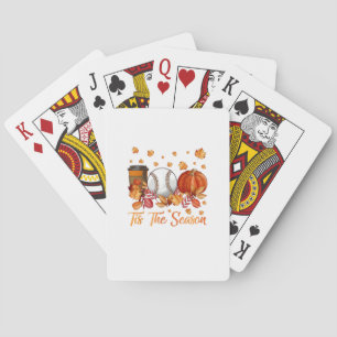 Het Is Het Seizoen Honkbal Pompoen Herfst Dankzegg Pokerkaarten