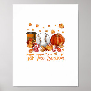 Het Is Het Seizoen Honkbal Pompoen Herfst Dankzegg Poster