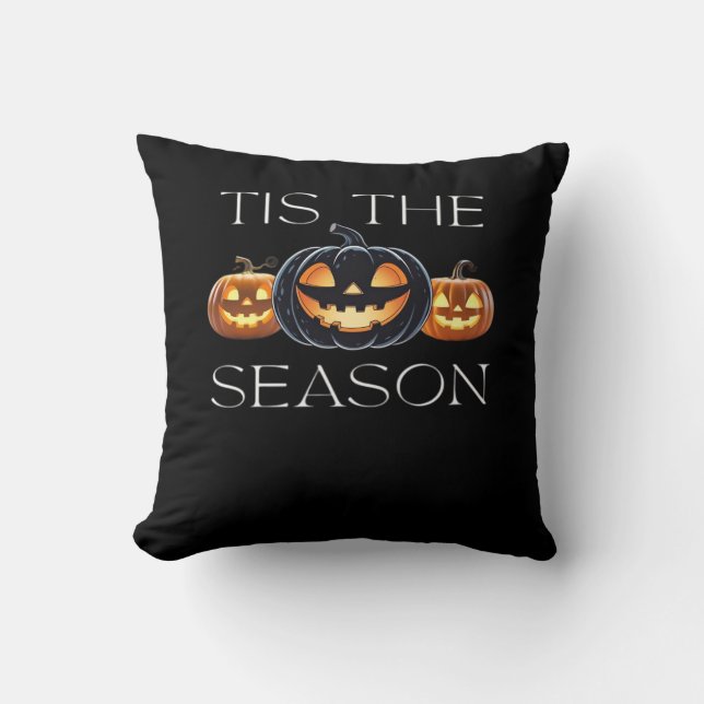 Het Is Het Seizoen Jack O Lantern Grappige Hallowe Kussen (Voorkant)