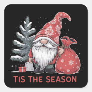 Het Is Het Seizoen Kabouter Kerst Vakantie Winter Vierkante Sticker