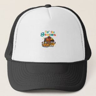 Het Is Het Seizoen Kalkoen Koffie Retro Thanksgivi Trucker Pet
