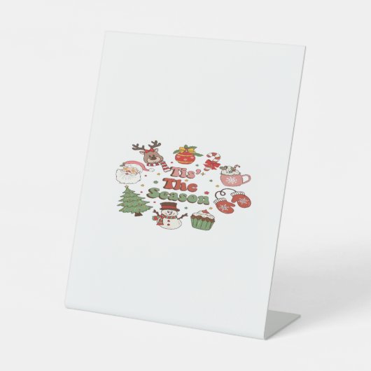 Het Is Het Seizoen Kerst Acryl Blok Reclamebord Met Voetstuk (Voorkant)