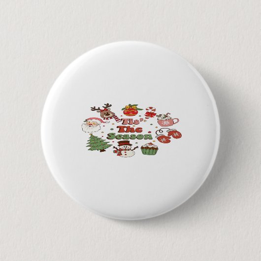 Het Is Het Seizoen Kerst Acryl Blok Ronde Button 5,7 Cm (Voorkant)