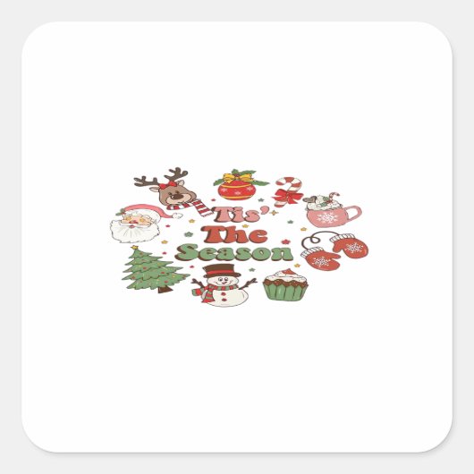 Het Is Het Seizoen Kerst Acryl Blok Vierkante Sticker (Voorkant)