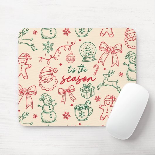 Het is het seizoen - Kerst Doodle Muismat (Met muis)